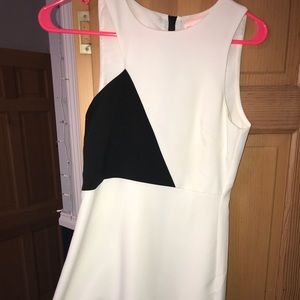 White and black block dress.